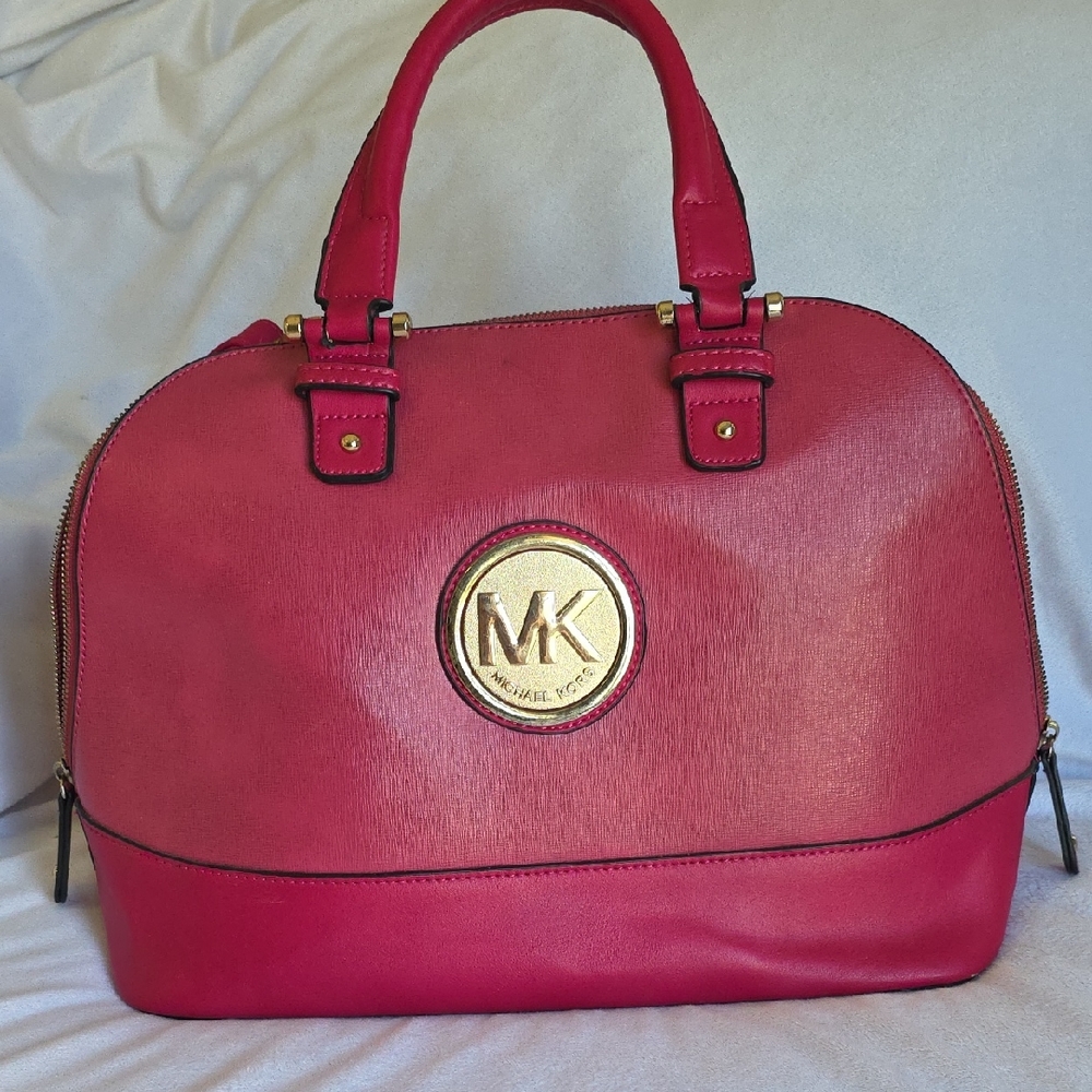 Michael Kors Pink Dome Satchel with Wallet And Crossbody Strap